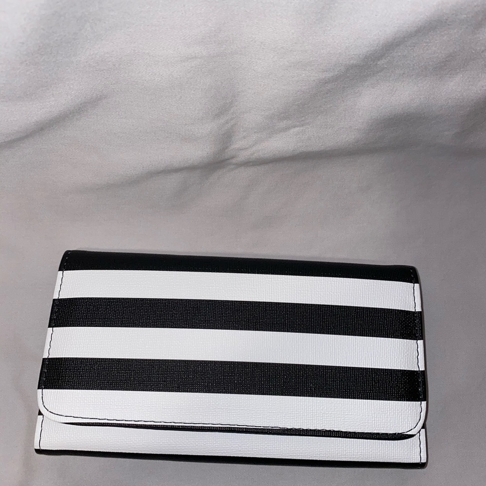Black and White striped clutch